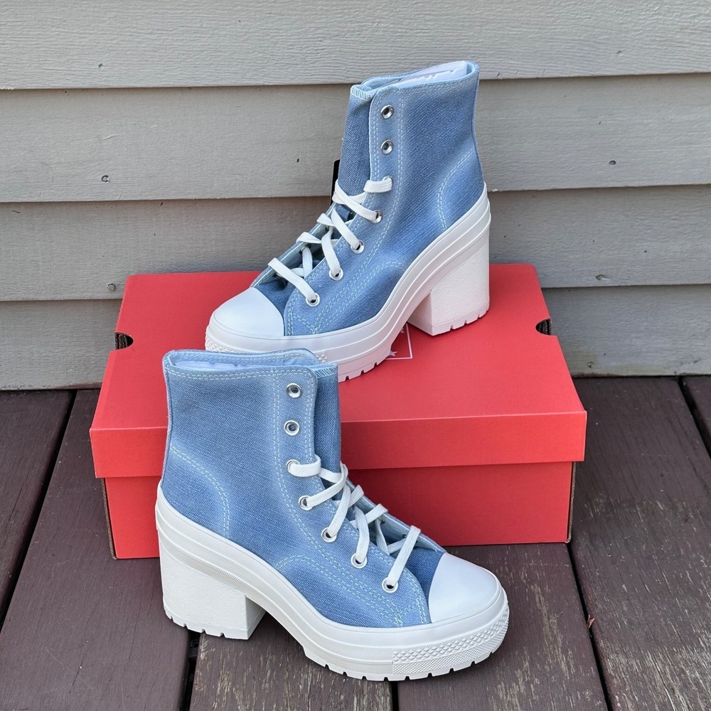 Converse Chuck 70 De Luxe Heel Hi Platform, A12042C Navy/Egret/Egret Size 7 New